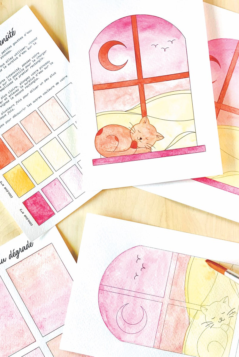 Kit Aquarelle artisanale "Rêves de chat"