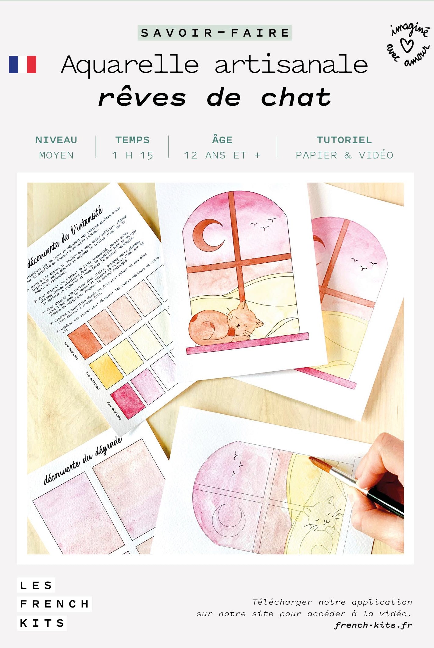 Kit Aquarelle artisanale "Rêves de chat"