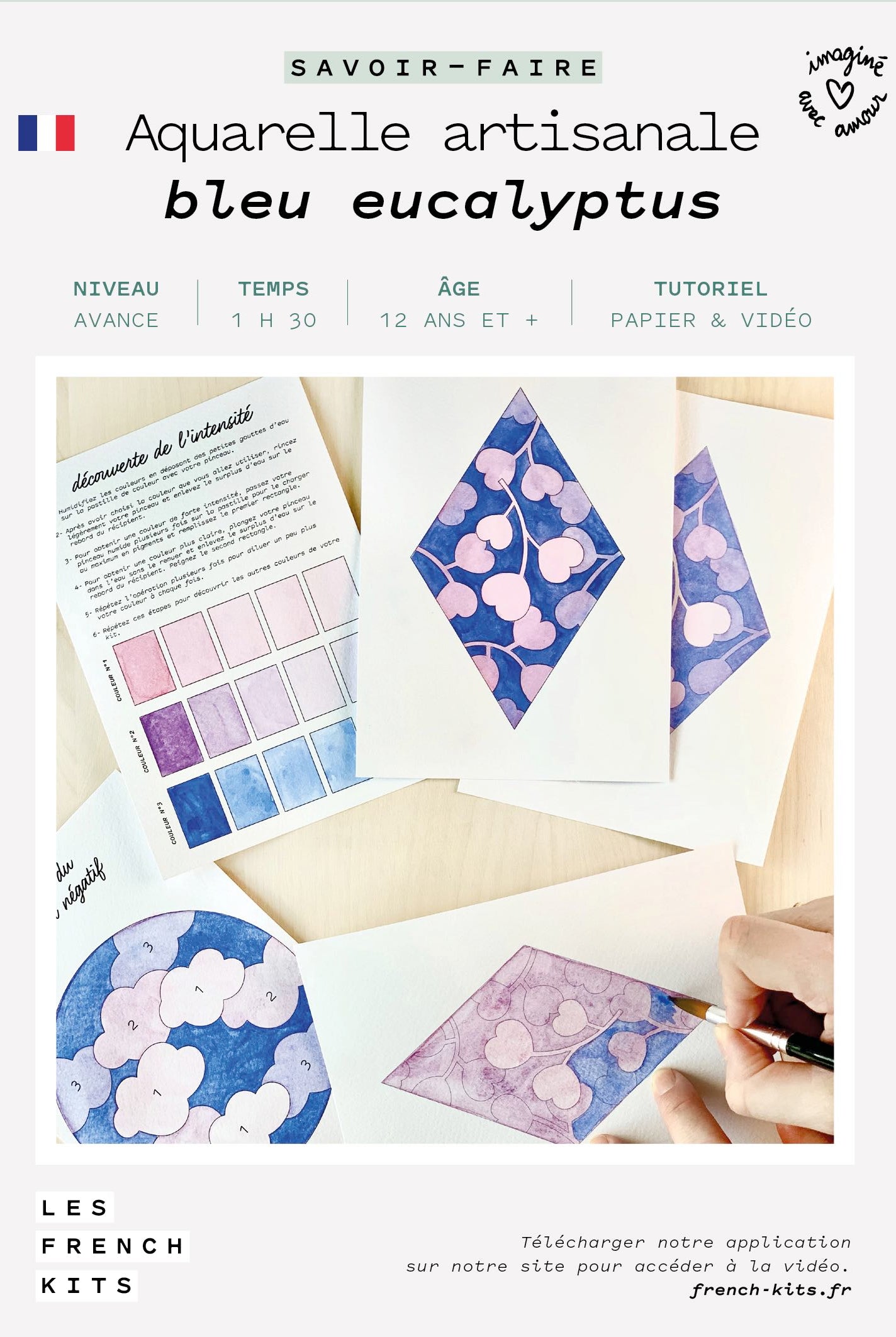 Kit Aquarelle artisanale "Bleu Eucalyptus"