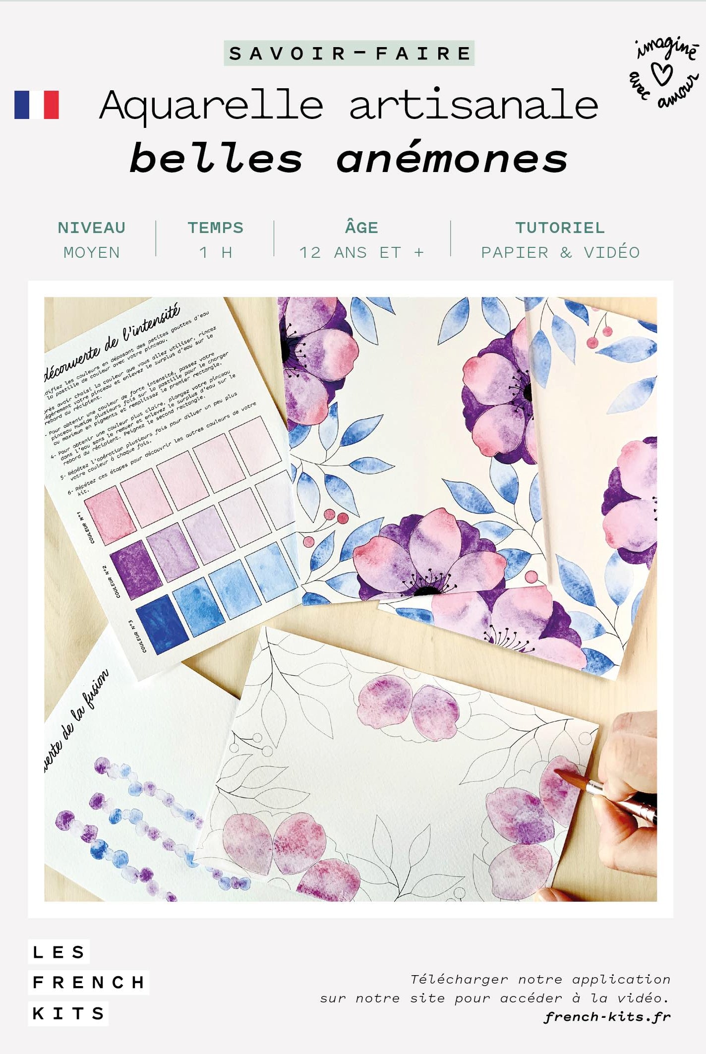 Kit Aquarelle Artisanale "Belles anémones"