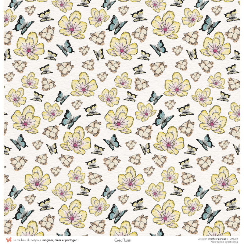 Set papiers Bonheur Partagé - 6 papiers 30,5x31,5 cm + 6 papiers 12x30,5cm