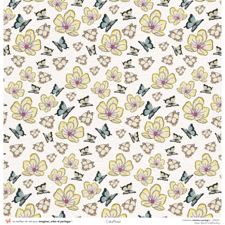 Set papiers Bonheur Partagé - 6 papiers 30,5x31,5 cm + 6 papiers 12x30,5cm