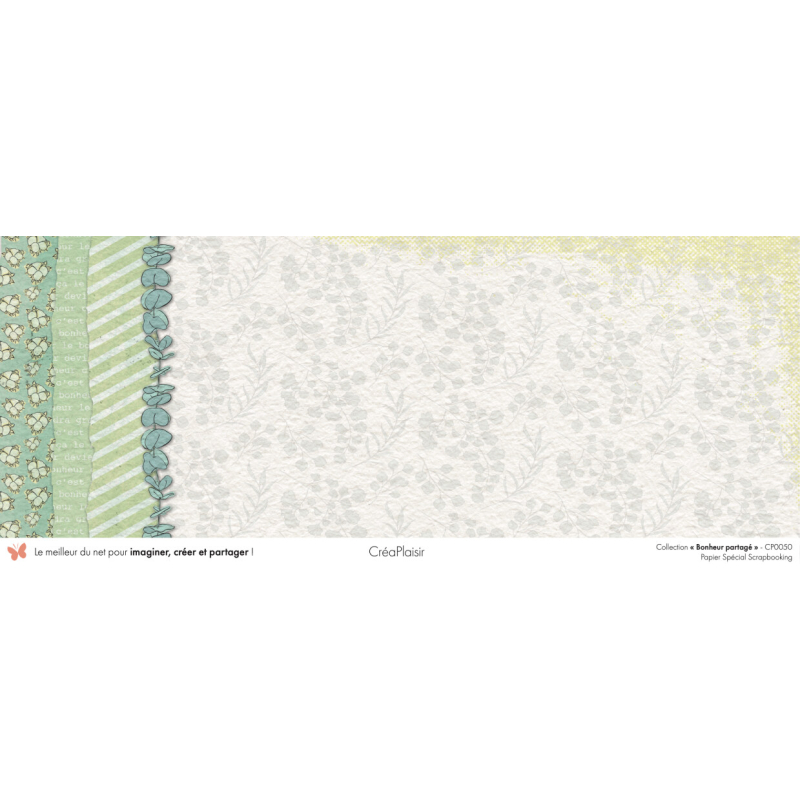 Set papiers Bonheur Partagé - 6 papiers 30,5x31,5 cm + 6 papiers 12x30,5cm