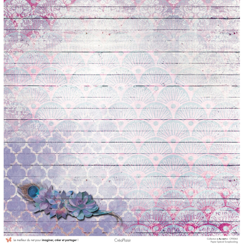 Set papiers Au vert - 12 papiers : 6 papiers 30,5x31,5 cm + 6 papiers 12x30,5cm