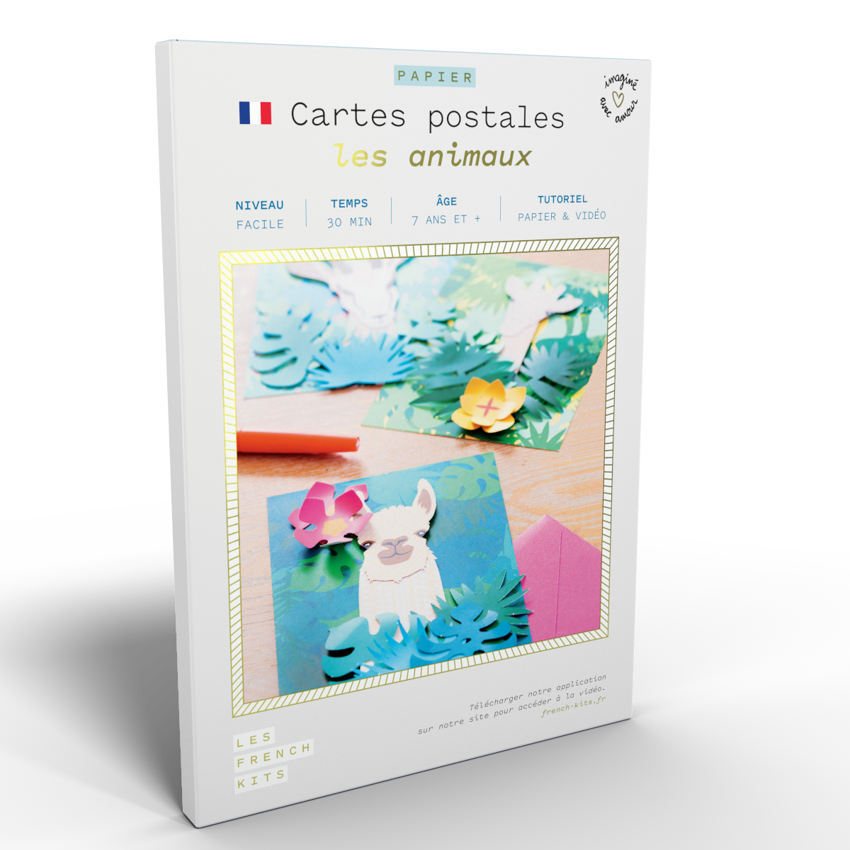 Kit to create 3 paper animal cards