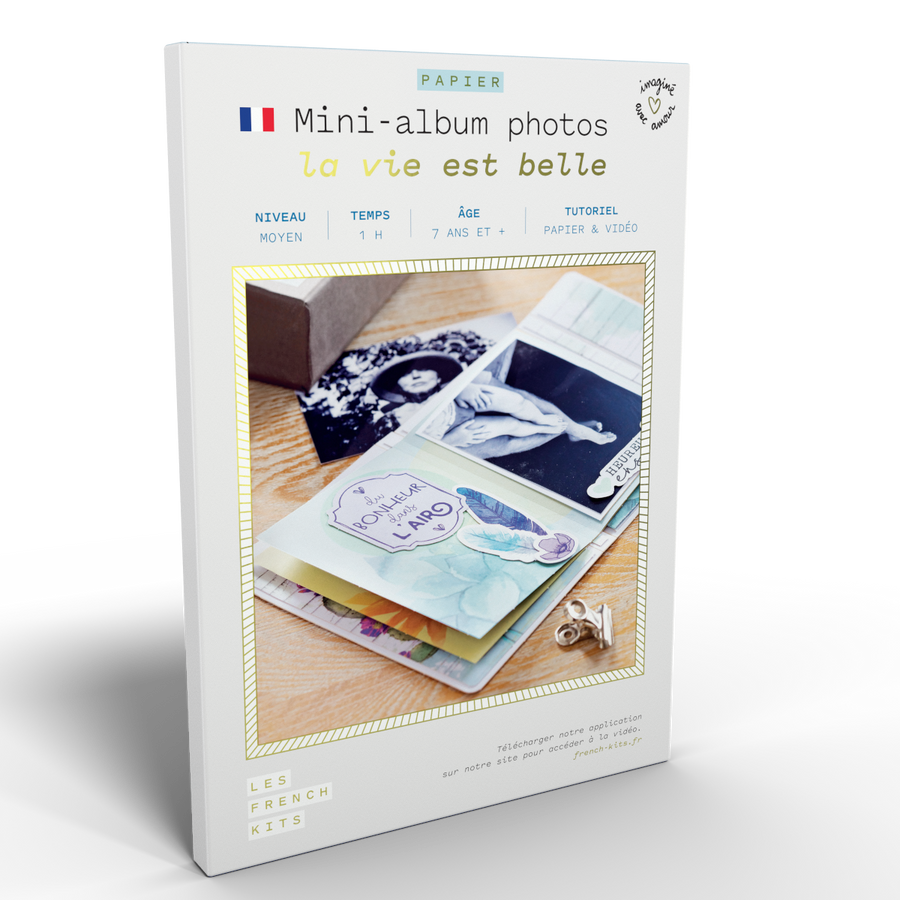 Kit pour créer mini-album photo "La vie est belle" en papier