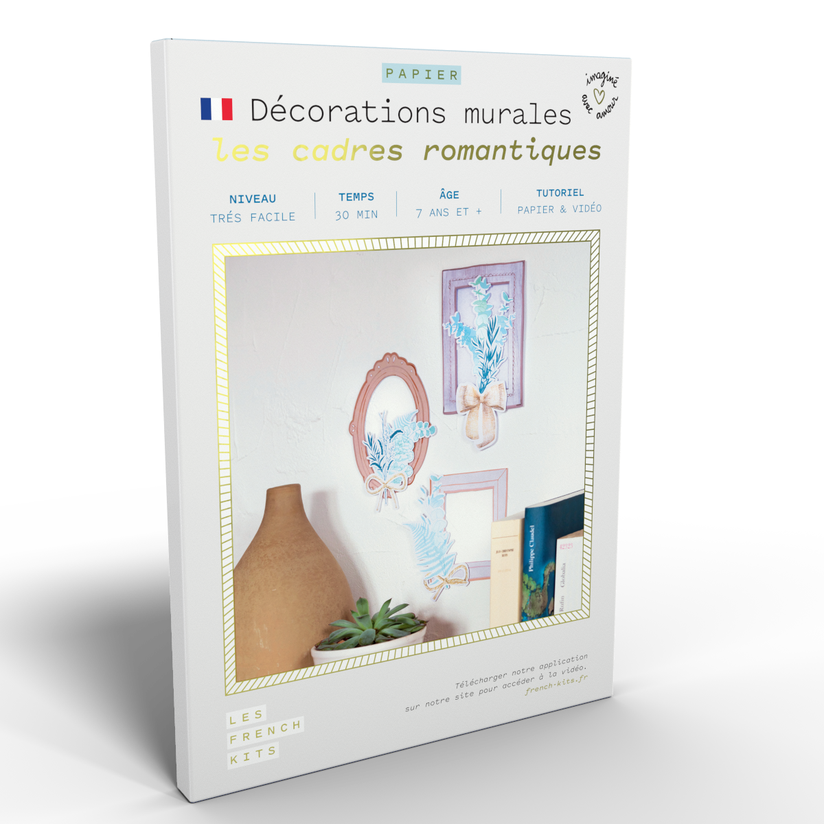 Kit pour créer un triptyque de cadres romantiques en papier