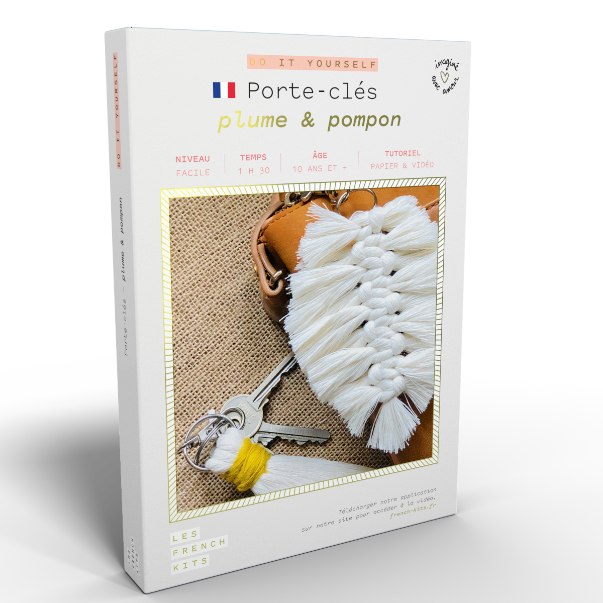 Macramé Key Ring Kit - Feather & Pompom