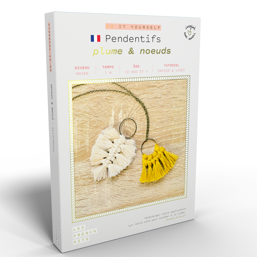 Kit Macramé Pendentifs - Plume & Nœuds