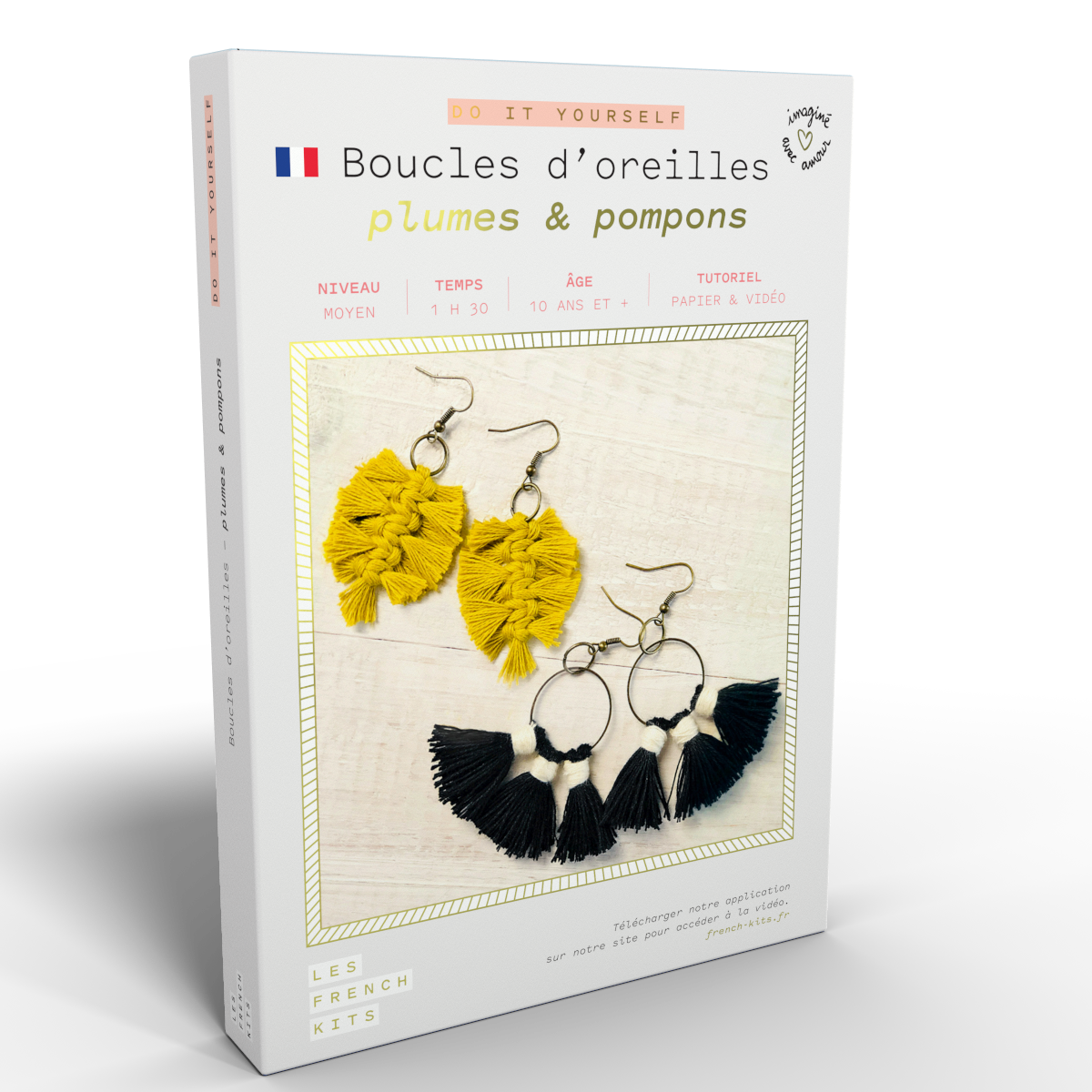Macramé Earrings Kit - Feathers & Pompoms