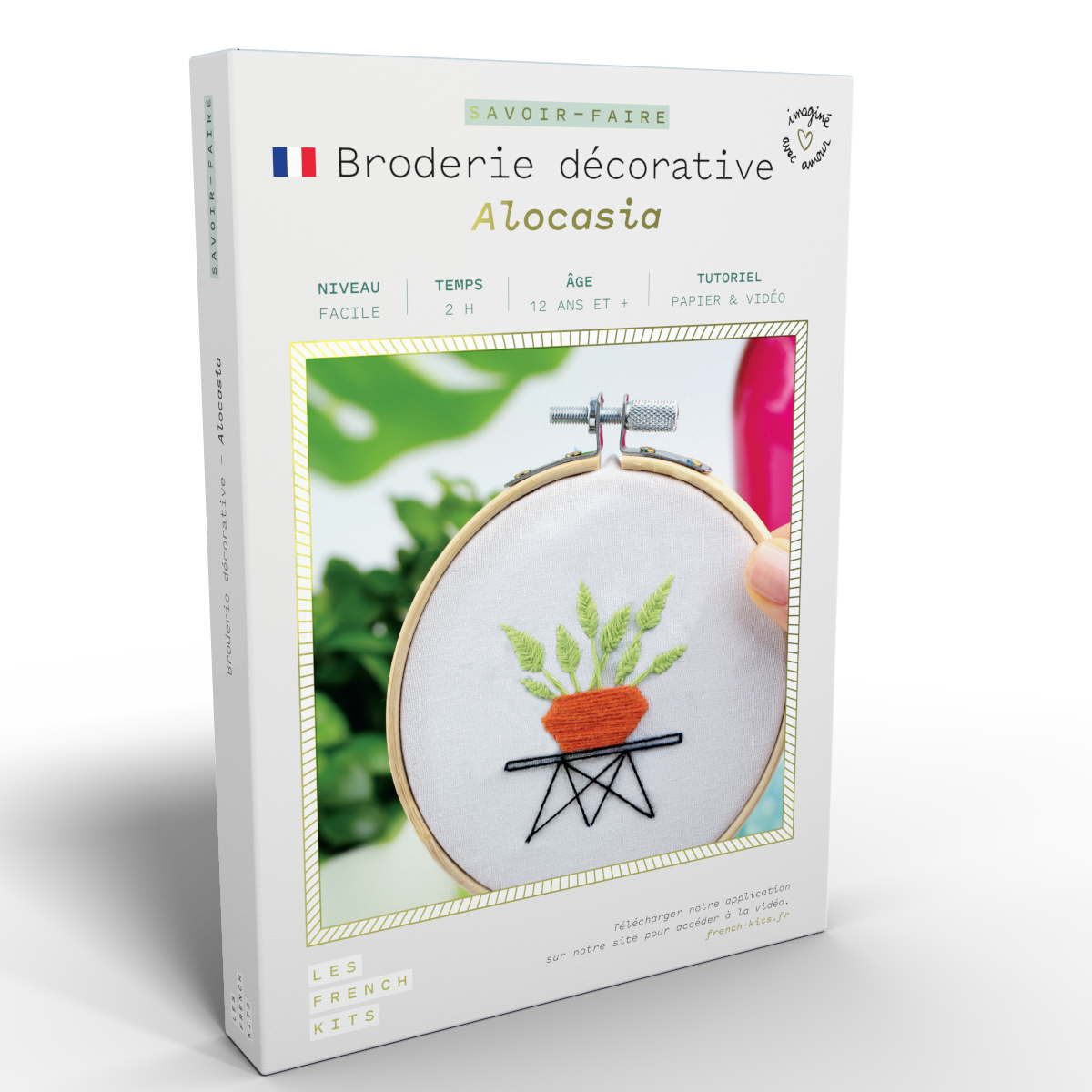 Green Embroidery Kit - Alocasia