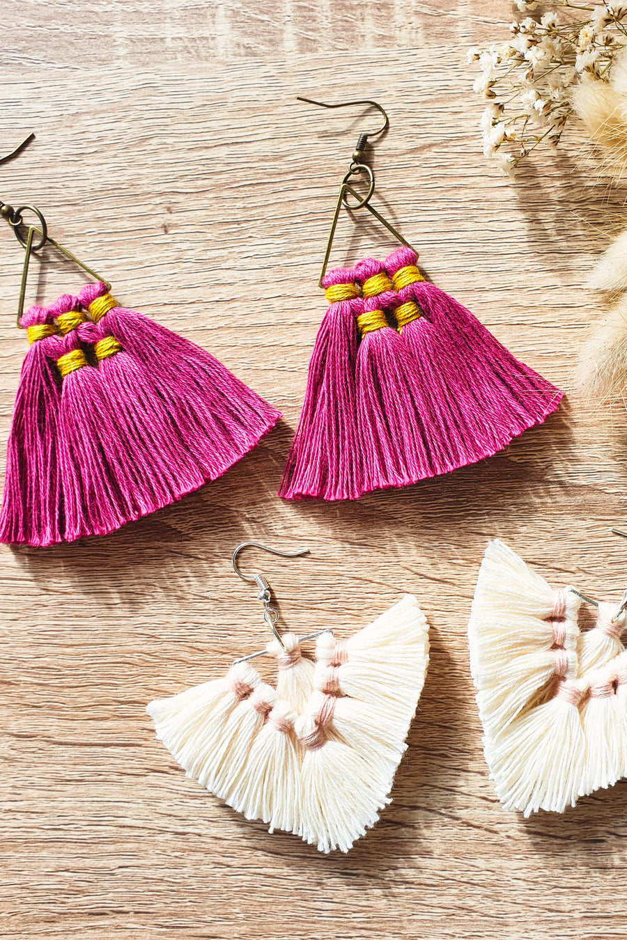 Kit Macramé Boucles d’oreilles – Pompons