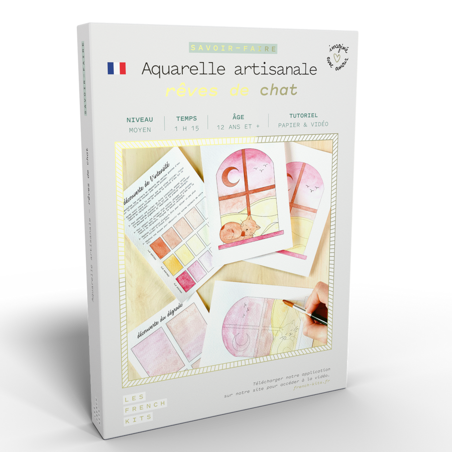 Kit Aquarelle Artisanale "Rêves de chat"