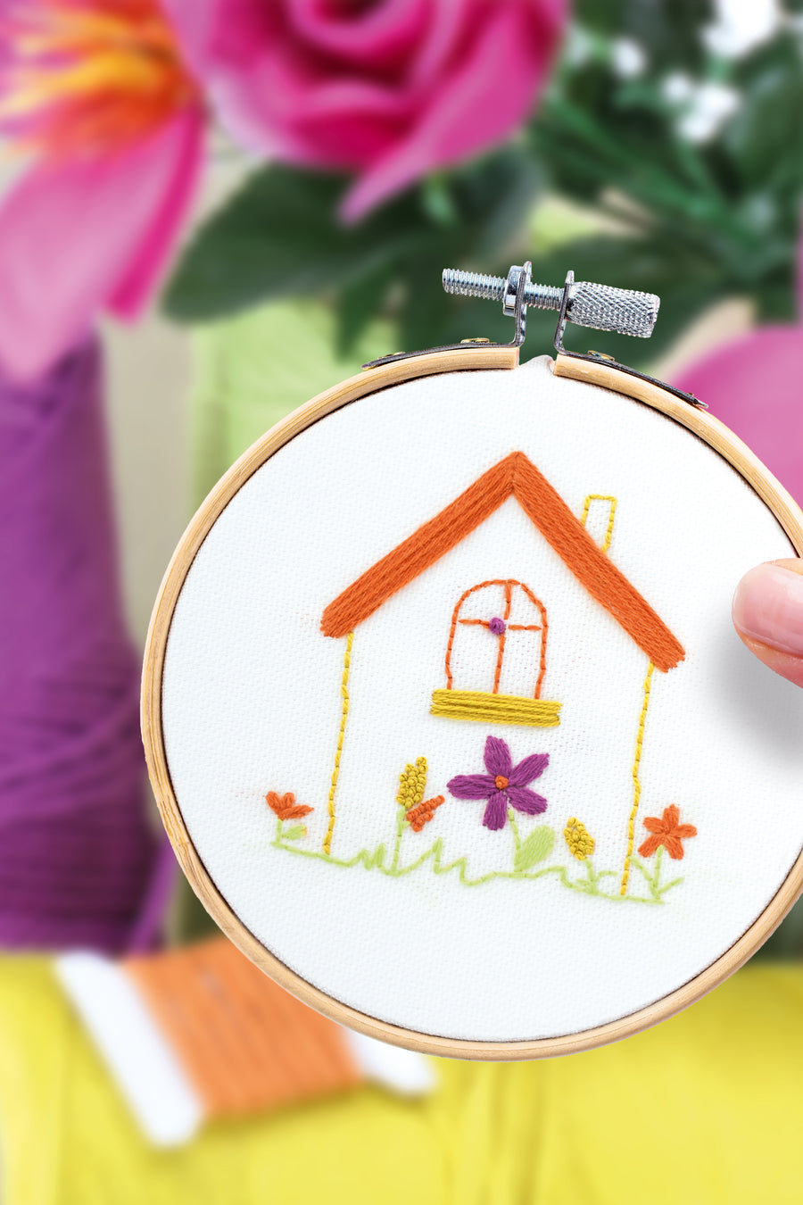 Kit Broderie décorative - Maison fleurie