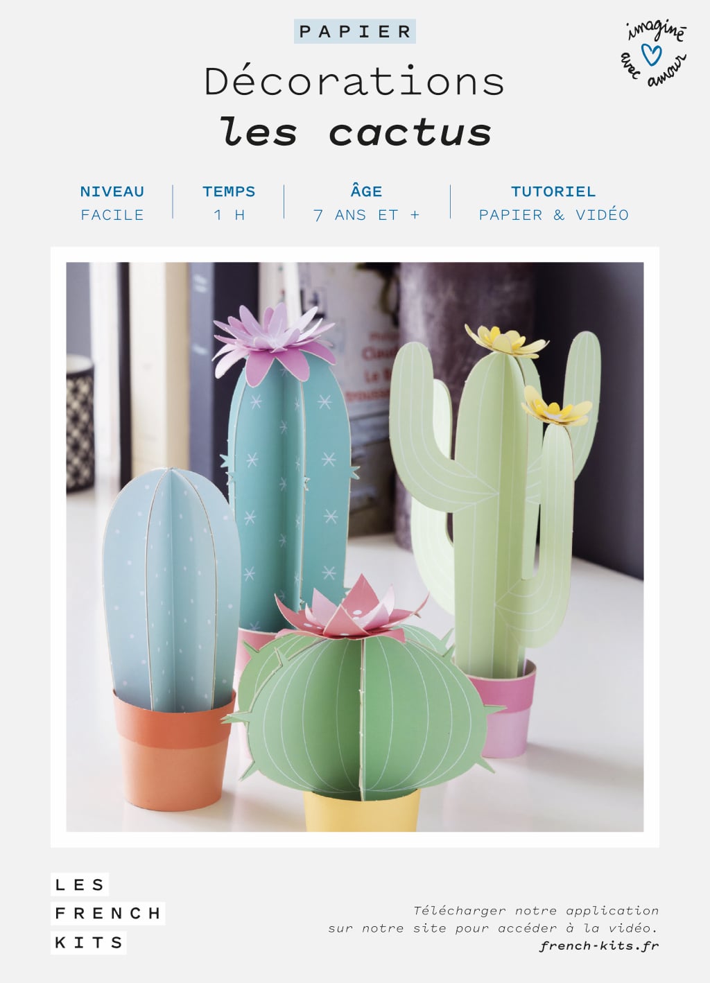 Kit to create 4 decorative paper cacti