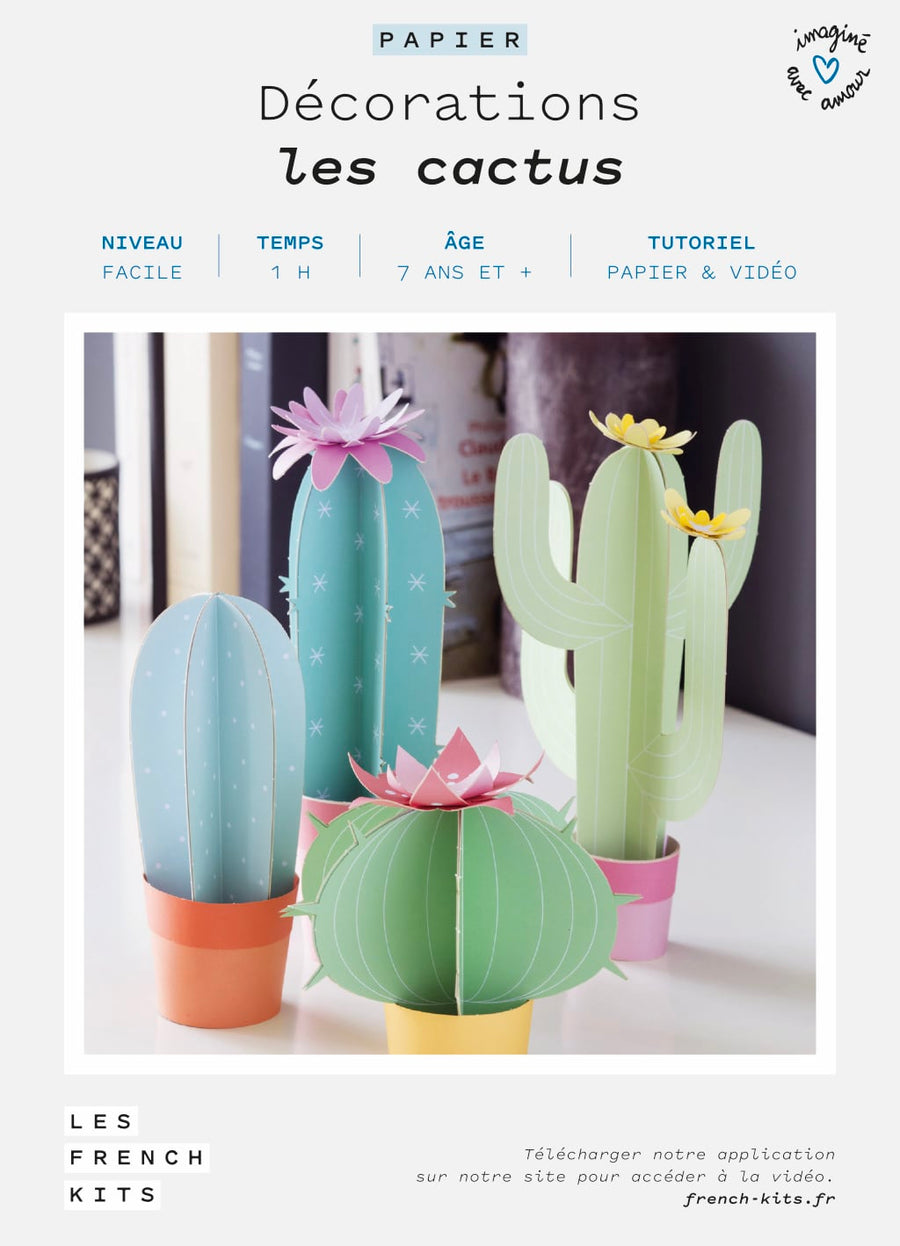 Kit pour créer 4 cactus décoratifs en papier