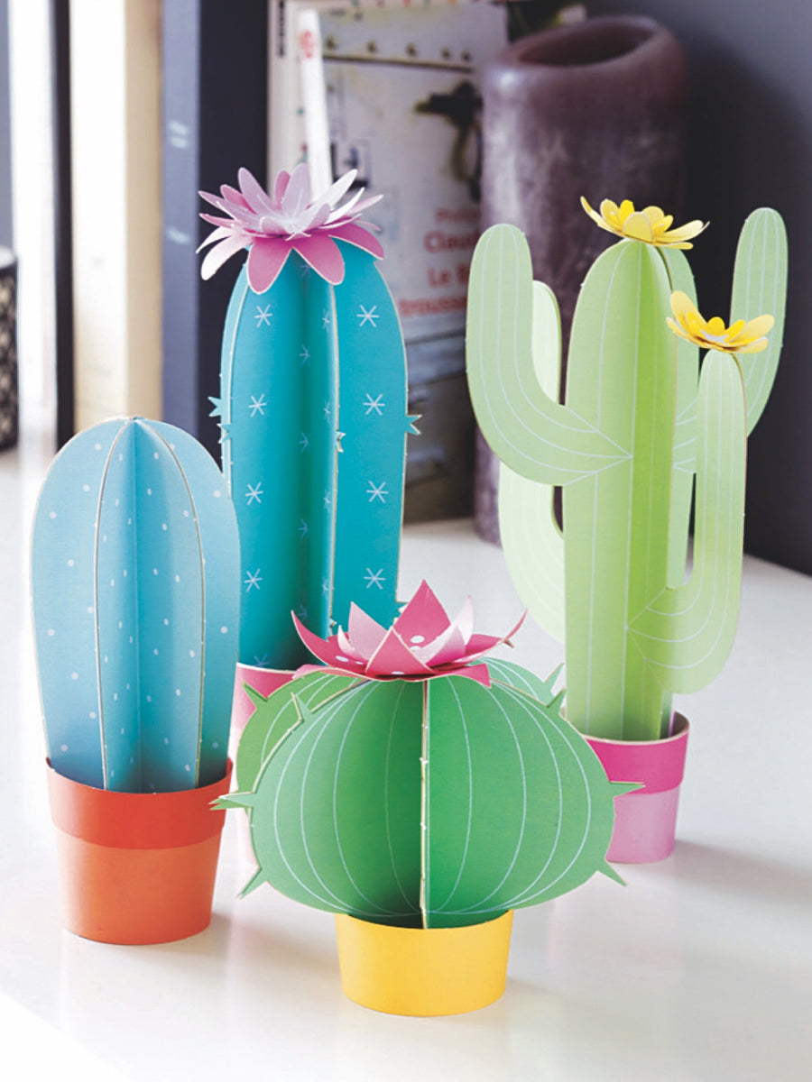 Kit pour créer 4 cactus décoratifs en papier