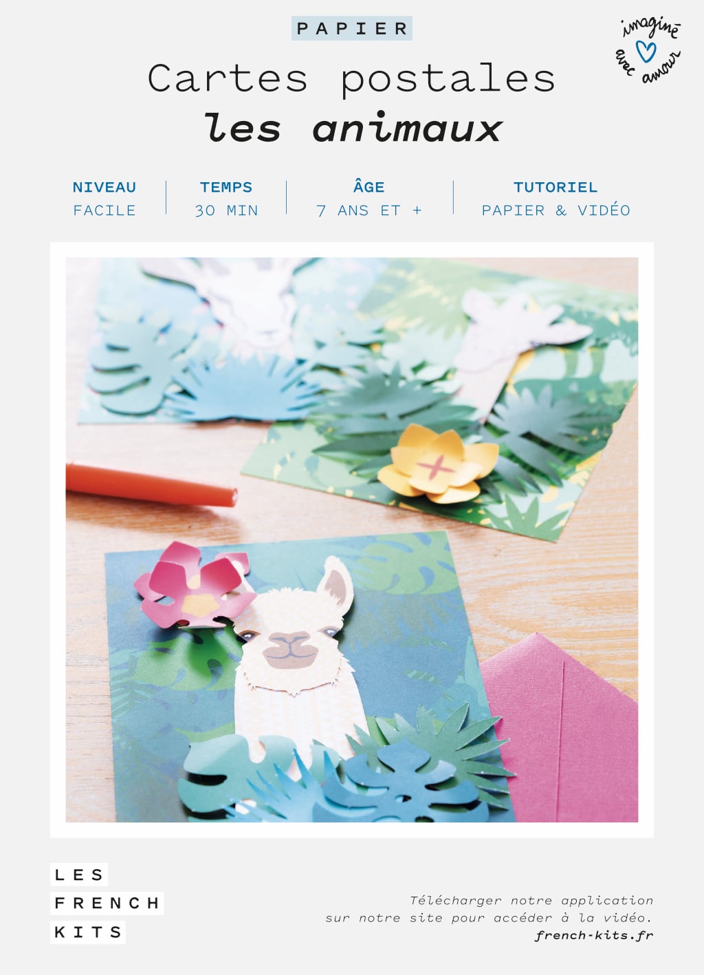 Kit to create 3 paper animal cards