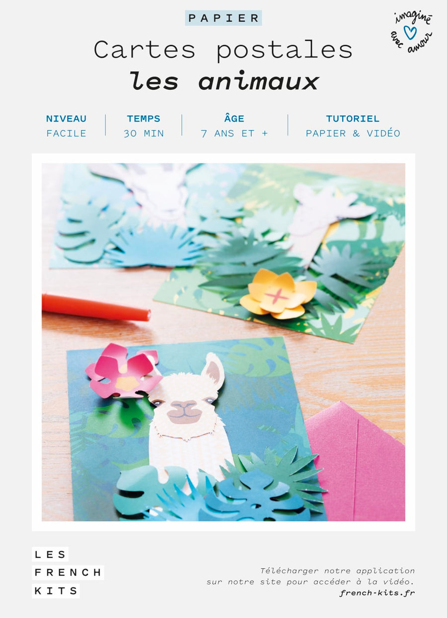 Kit pour créer 3 cartes animaux en papier