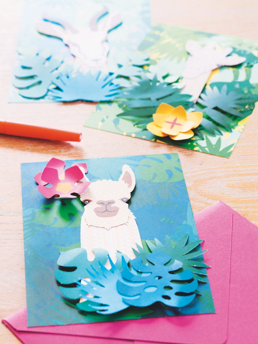 Kit pour créer 3 cartes animaux en papier