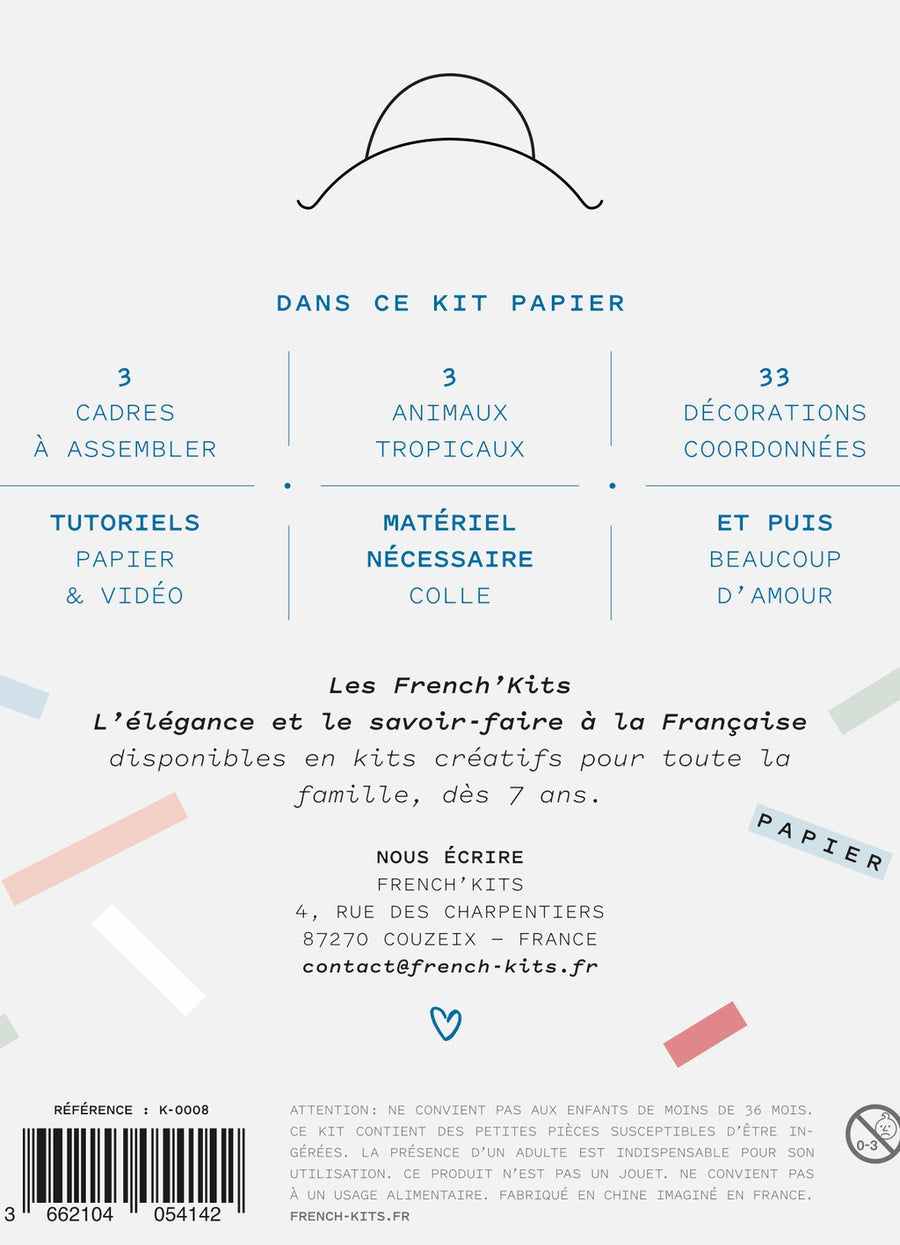 Kit pour créer 3 cadres déco animaux en papier