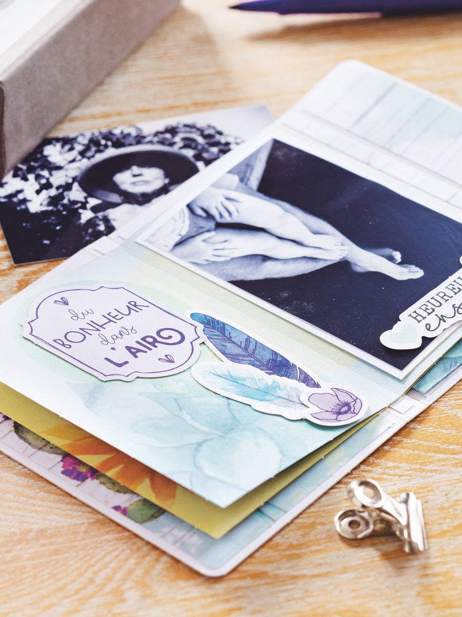 Kit pour créer mini-album photo "La vie est belle" en papier