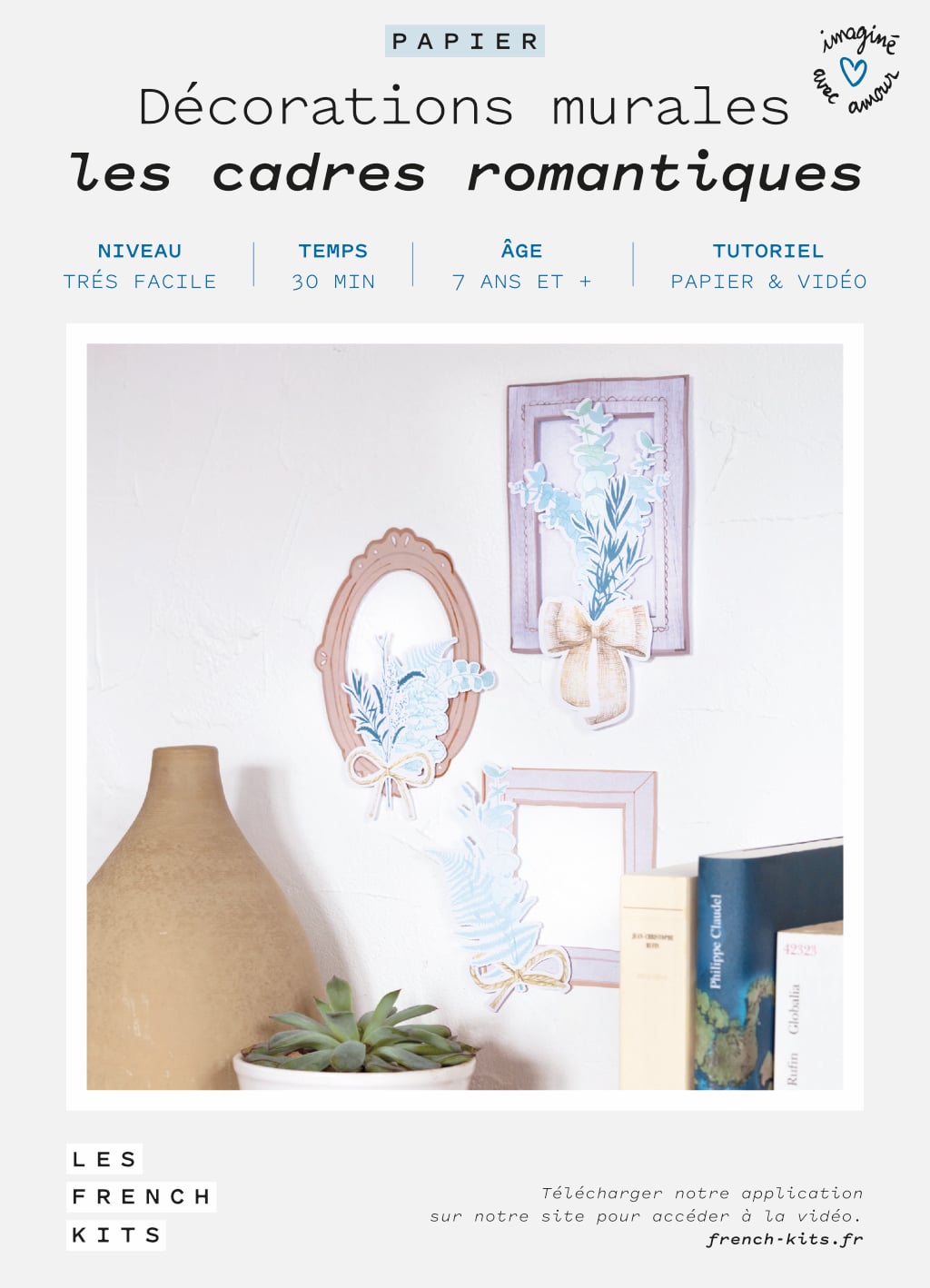 Kit pour créer un triptyque de cadres romantiques en papier
