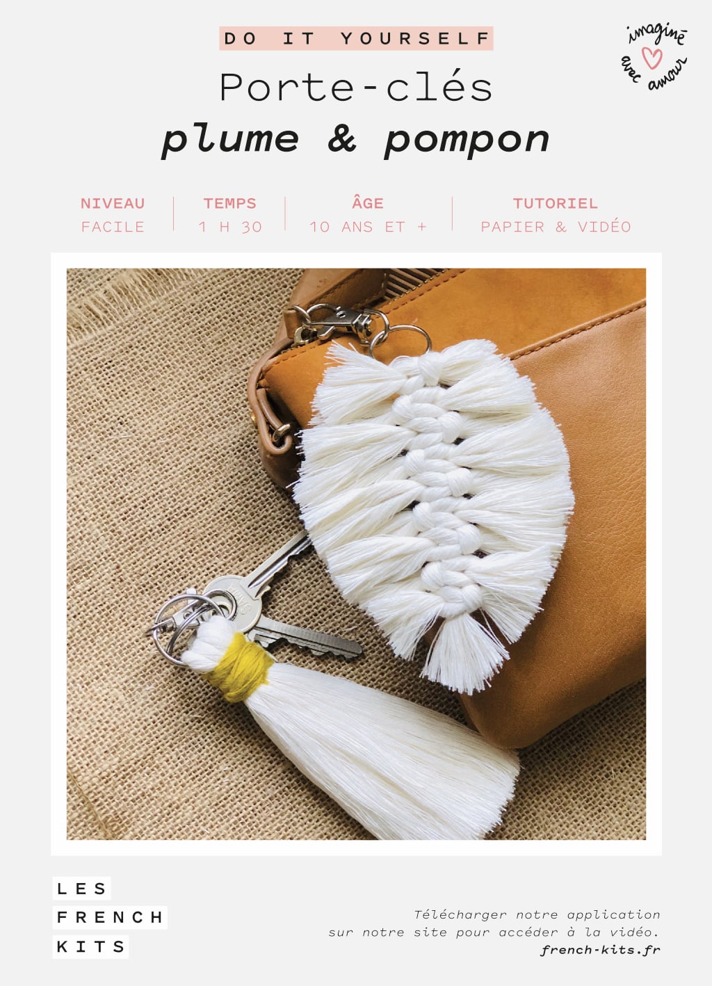 Macramé Key Ring Kit - Feather & Pompom
