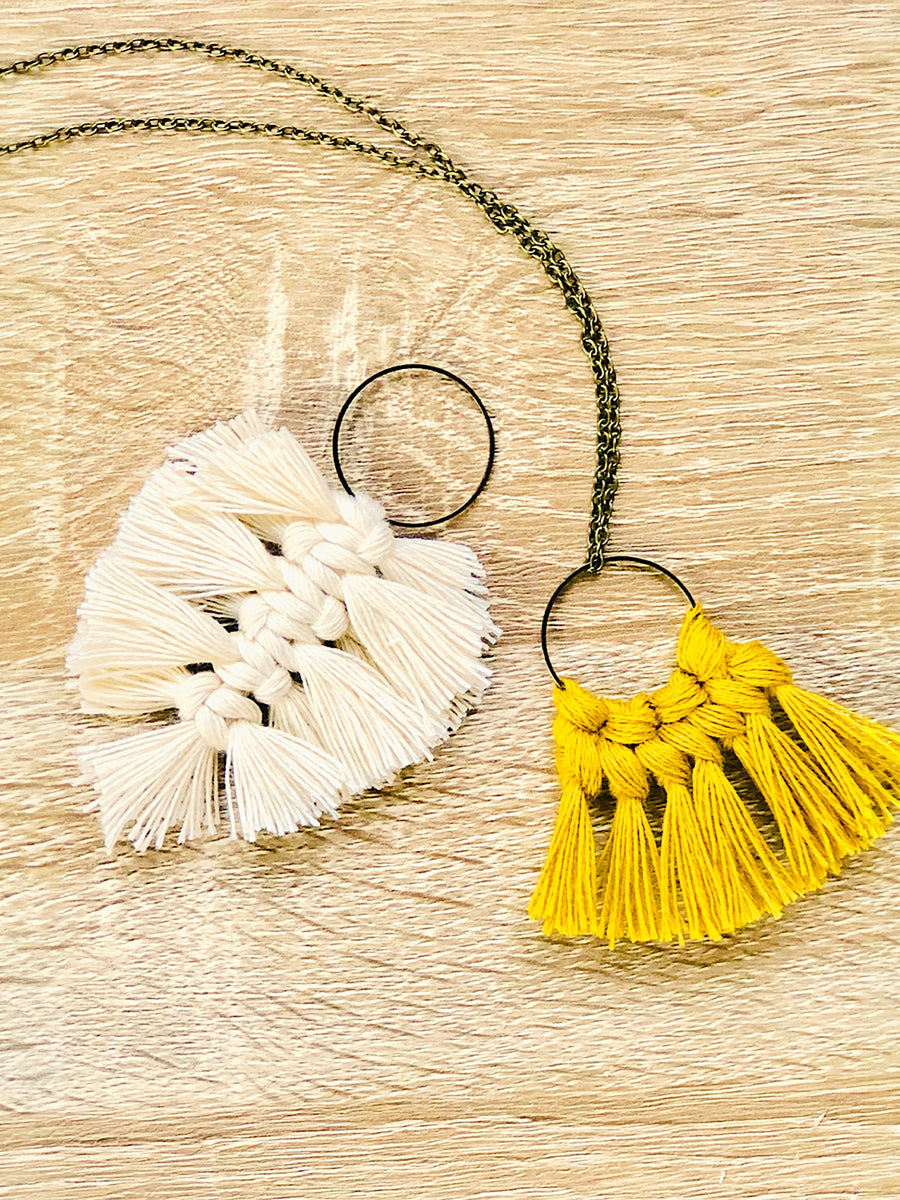 Kit Macramé Pendentifs - Plume & Nœuds