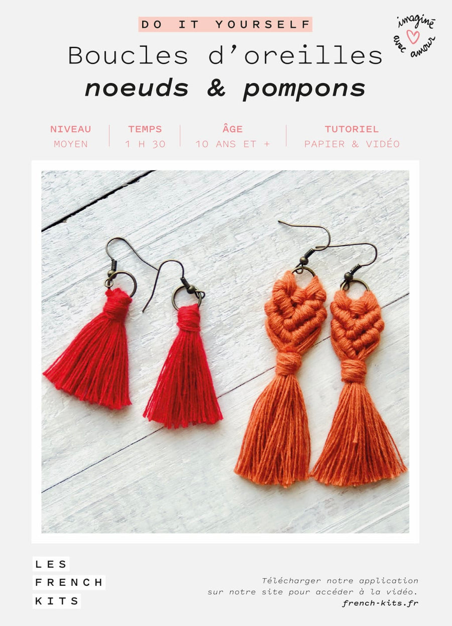 Kit Macramé Boucles d’oreilles - Nœuds & Pompons
