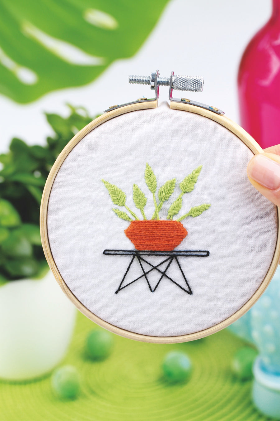 Green Embroidery Kit - Alocasia