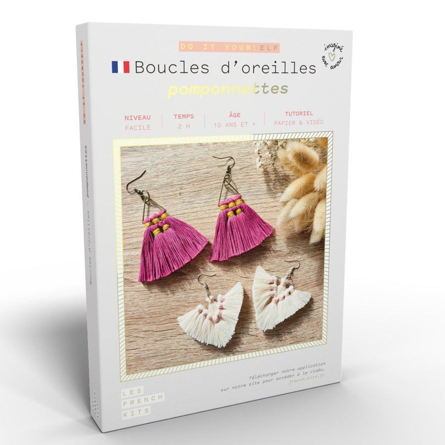 Kit Macramé Boucles d’oreilles – Pompons