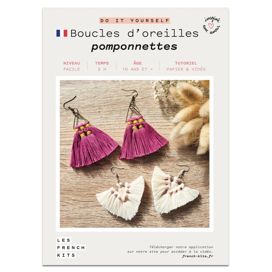 Kit Macramé Boucles d’oreilles – Pompons
