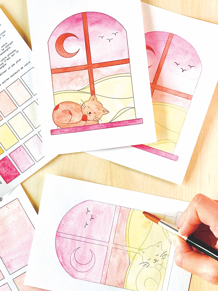 Kit Aquarelle Artisanale "Rêves de chat"