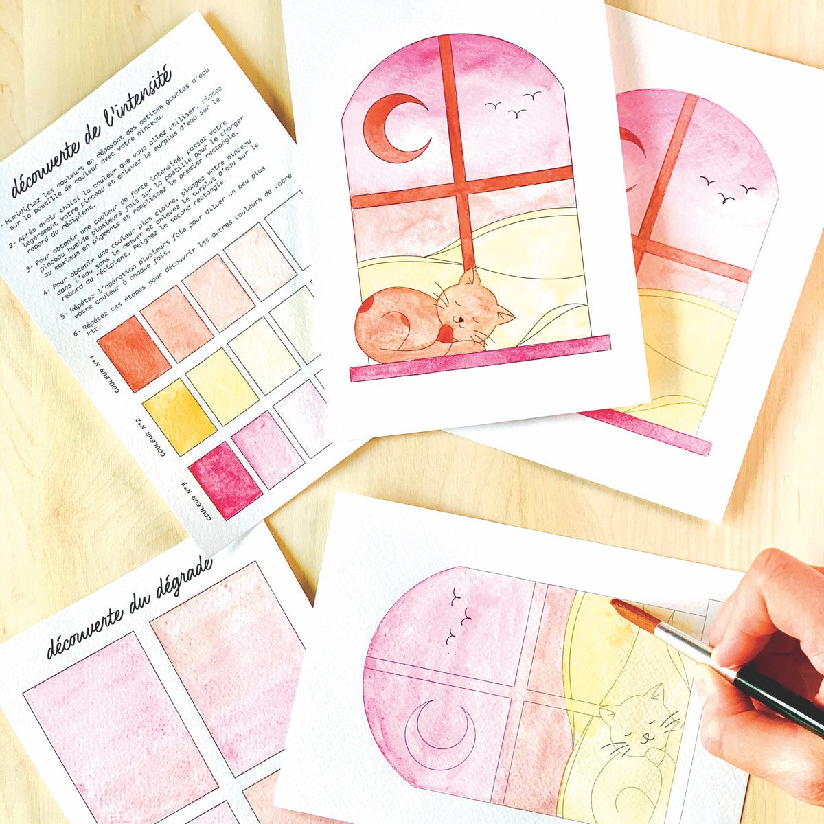 Kit Aquarelle artisanale "Rêves de chat"