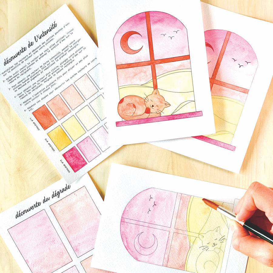 Kit Aquarelle artisanale "Rêves de chat"