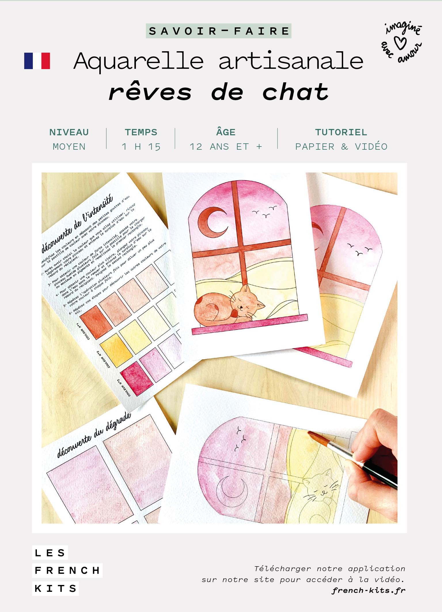 Kit Aquarelle artisanale "Rêves de chat"