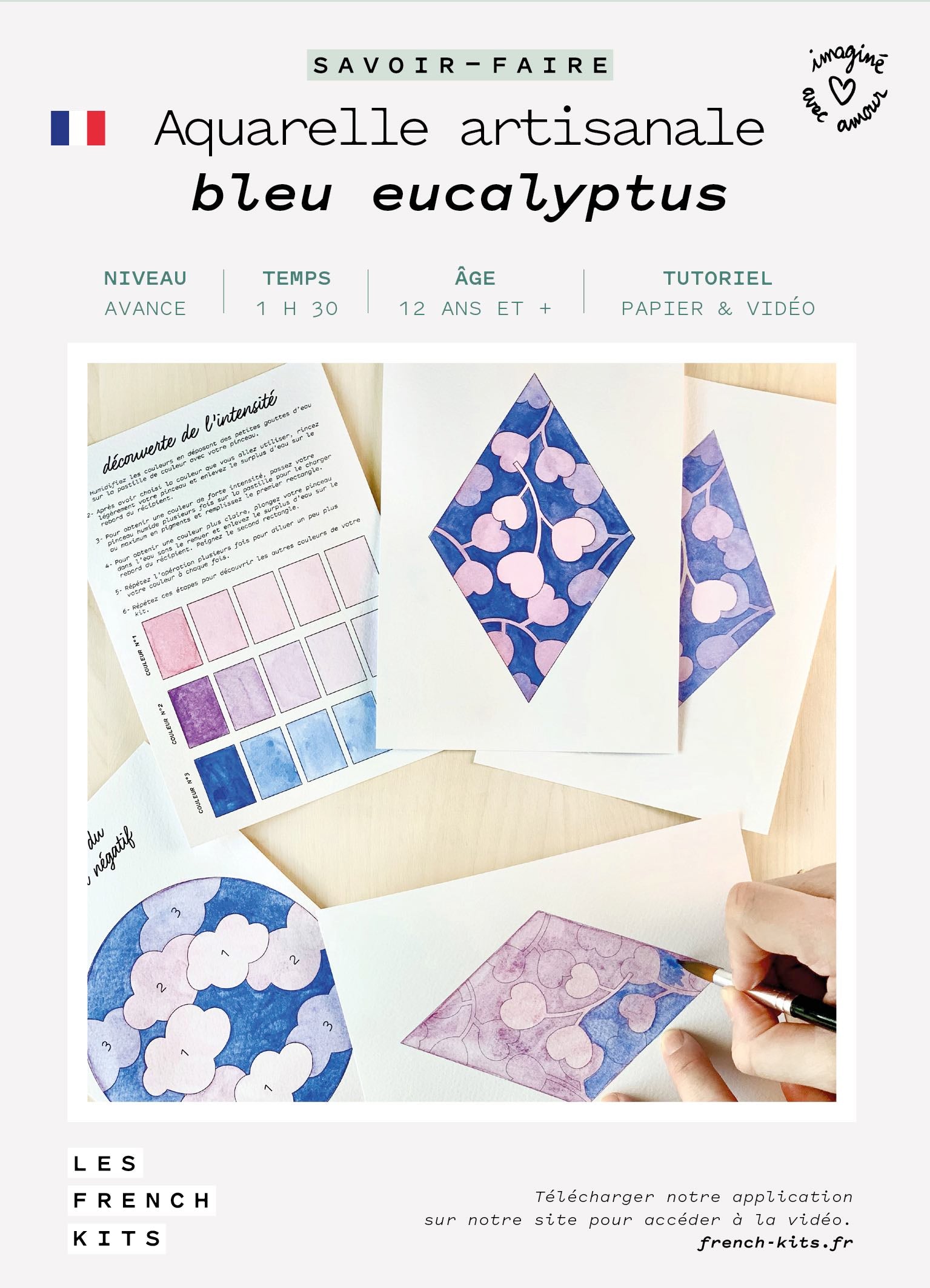 Kit Aquarelle artisanale "Bleu Eucalyptus"